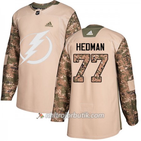 Män Ishockey Tampa Bay Lightning Tröja Victor Hedman 77 Adidas 2017-2018 Camo Veterans Day Practice Authentic